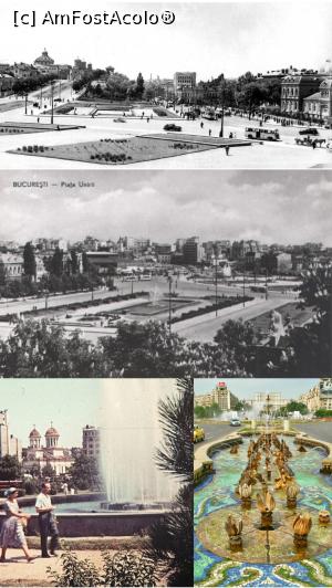 [P23] Piața Unirii în anii 30 - fântâna era la baza Dealului Patriarhiei; Piața unirii în anii 50-60; fântâna circulară în anii 60 (muzeuldefotografie); fântână arteziană înainte de reabilitare - prelucrări Internet.  » foto by tata123 🔱 <span class="label label-default labelC_thin small">NEVOTABILĂ</span>