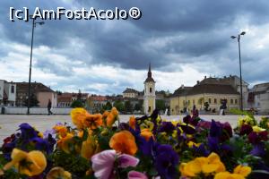 P01 [APR-2014] În Piața Teatrului din Târgu-Mureș-în fundal turnul fostei biserici franciscane