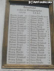 [P05] Pe un perete al bisericii gasesti o placa de marmura, cu numele(si numarul de la casa) al fiilor satului, ce-au luptat in al dolea razboi mondial(1939-1945), alaturi exista o alta placa cu cei ce-au luptat si in primul razboi mondial(1914-1918),unii dintre ei, disparuti » foto by dorgo
 - 
<span class="allrVoted glyphicon glyphicon-heart hidden" id="av201477"></span>
<a class="m-l-10 hidden" id="sv201477" onclick="voting_Foto_DelVot(,201477,9553)" role="button">șterge vot <span class="glyphicon glyphicon-remove"></span></a>
<a id="v9201477" class=" c-red"  onclick="voting_Foto_SetVot(201477)" role="button"><span class="glyphicon glyphicon-heart-empty"></span> <b>LIKE</b> = Votează poza</a> <img class="hidden"  id="f201477W9" src="/imagini/loader.gif" border="0" /><span class="AjErrMes hidden" id="e201477ErM"></span>